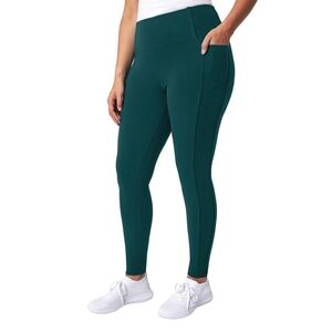 Mondetta Deep Teal Ribbed Panel Leggings High-rise With Pockets‎